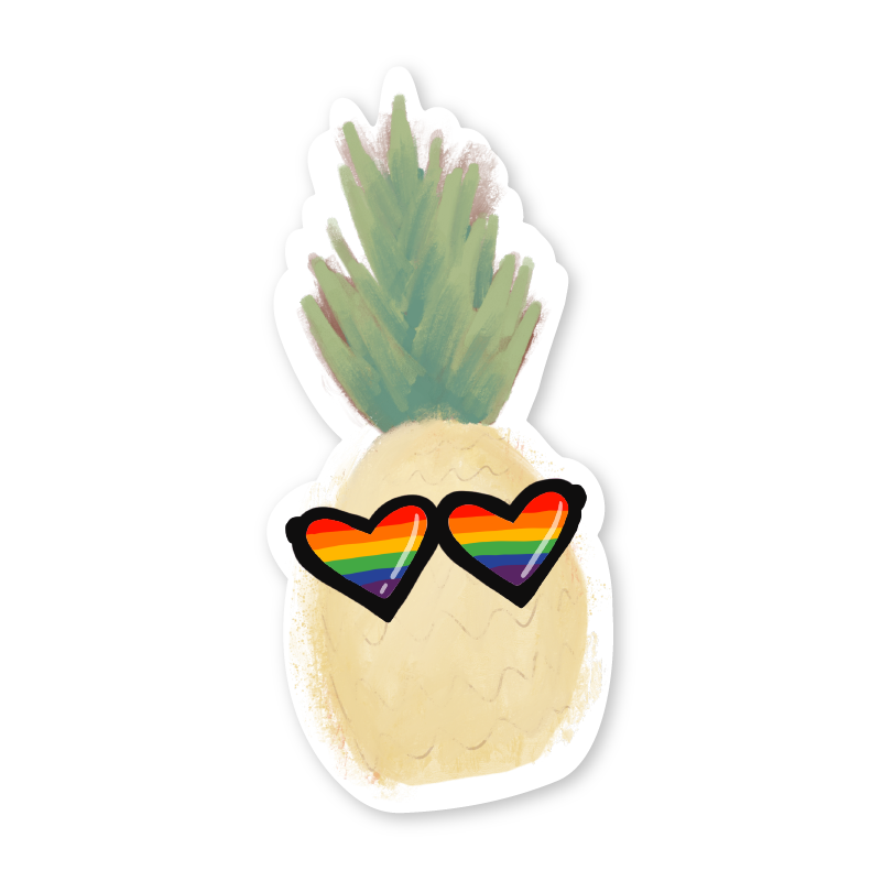 Pineapple in Sunglasses LGBTQ+ Pride Vinyl Sticker