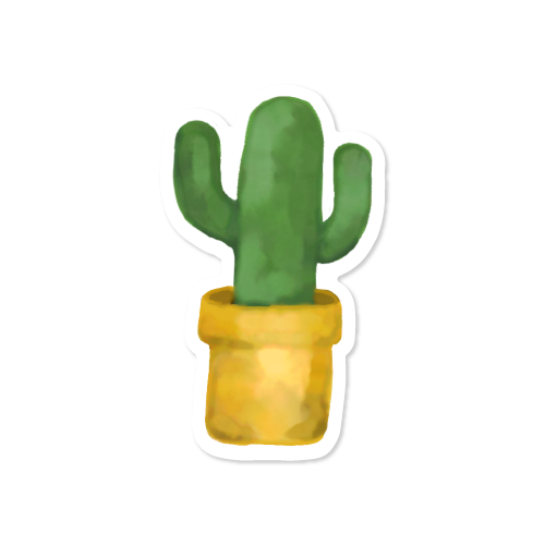 watercolor saguaro cactus in a yellow pot vinyl sticker